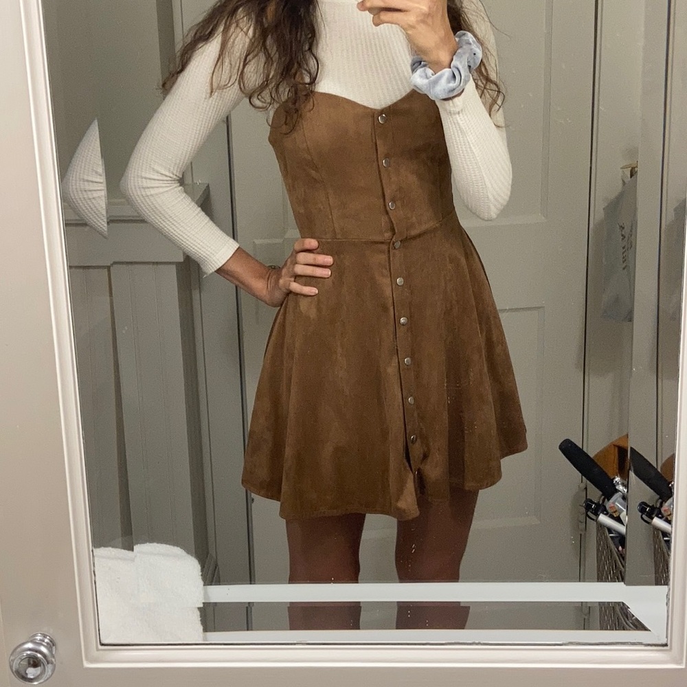 Button up suede dress